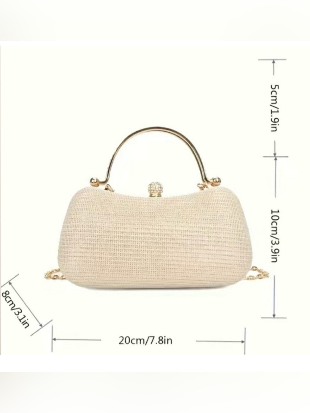 Elegant Glitter Evening Bag in Light Lavender Pink with Gold Hardware - Picture 9 of 10